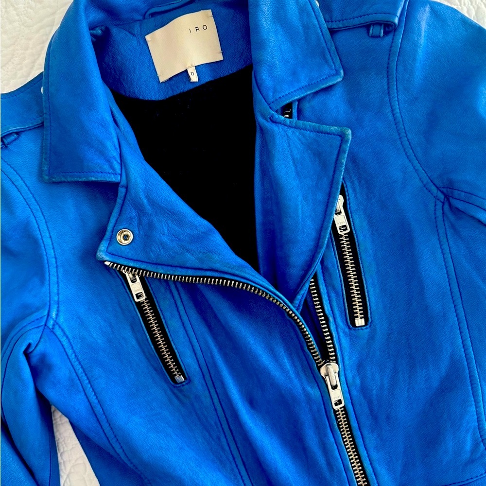 🔥 IRO Blue Leather Biker Jacket 🔥